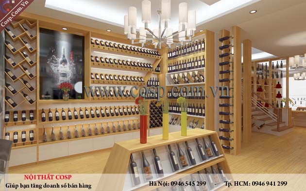thiết kế nội thất cửa hàng rượu- Ninh Bình